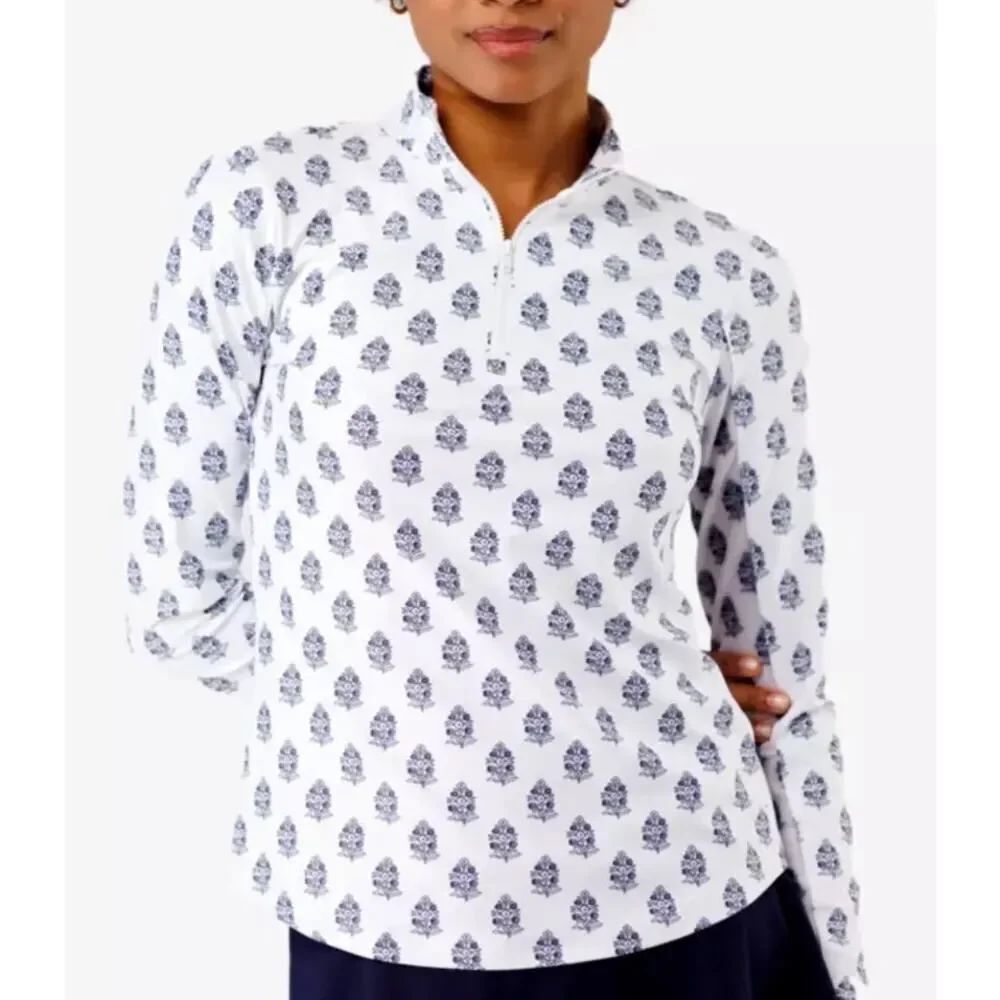 NWT Smith & Quinn Ava Daisy Block Quarter Zip Pullover Women’s Sz. S
